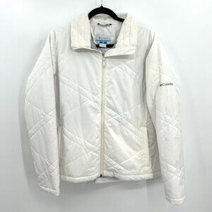 COLUMBIA Women's White Quilted Full Zip Soft Collar Puffer Outdoor Jacket Large